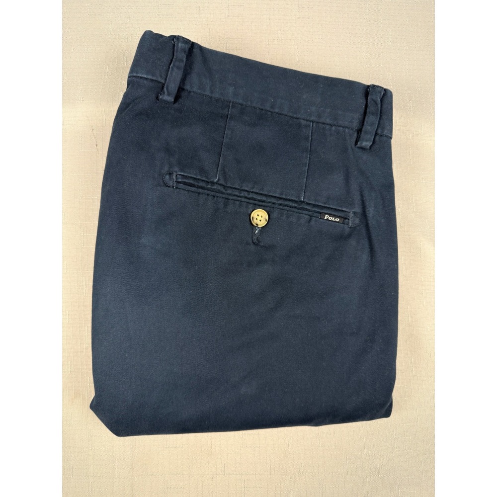 Polo Ralph Lauren Mens 32x32 Navy Blue Stretch Tailored Slim Fit Chino Pants